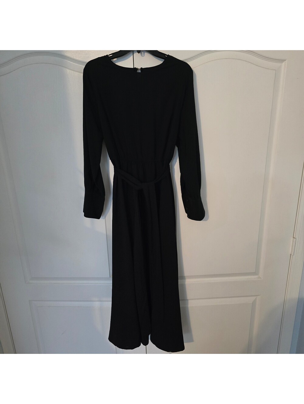 SHEIN Curve Black Long Sleeve Tie Waist Dress